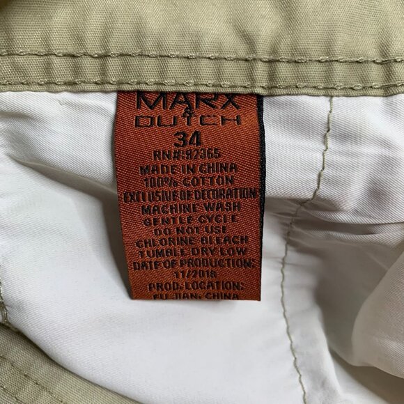 MD Marx Dutch High Rise Cargo Shorts 34 Tan Pockets Button Zipper Belt Loops - Picture 7 of 7